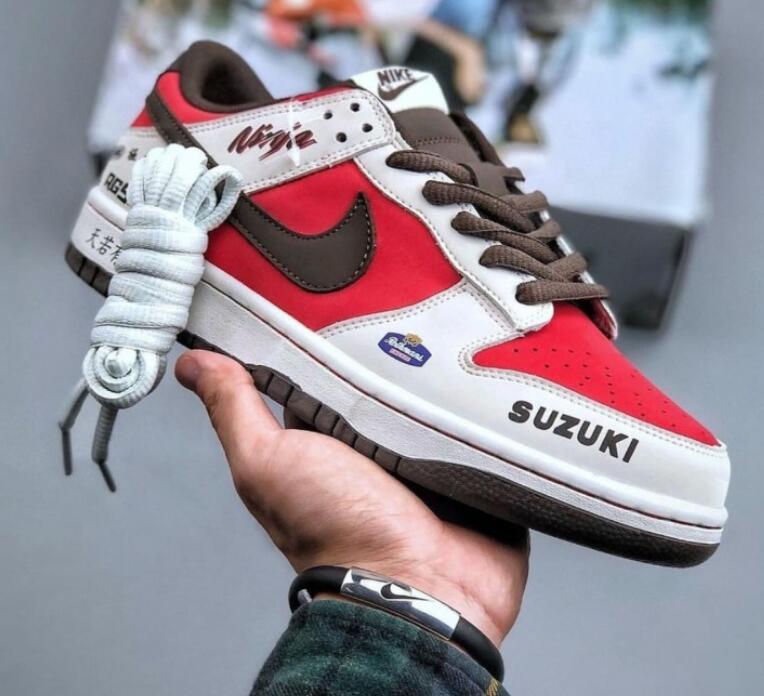 Men's Dunk Low White Red Shoes 0490